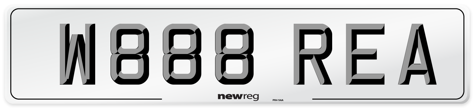 W888 REA Number Plate from New Reg